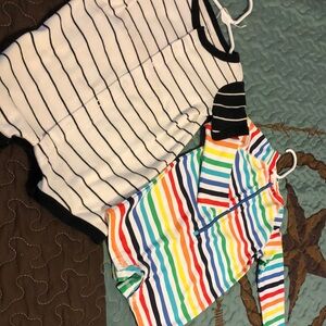 Carter's Multicolor and Black Striped Long Sleeve Onesies